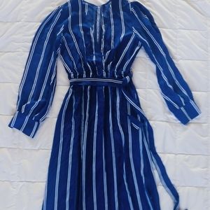 Long Blue Striped Dress
